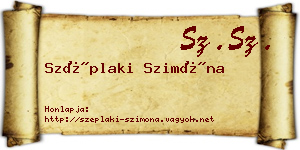 Széplaki Szimóna névjegykártya